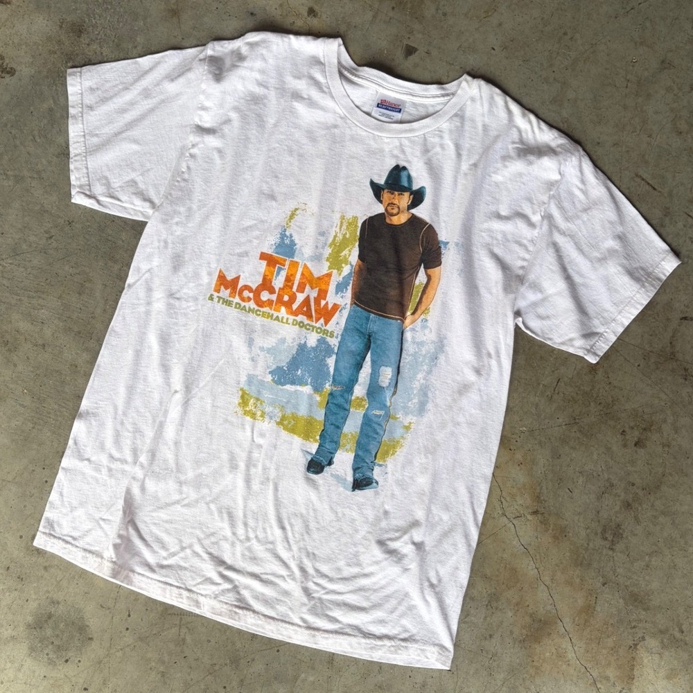 Vintage Tim McGraw 2004 Out Loud Summer Tour T-Shirt Mens Large Hanes White